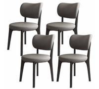 Modern Wooden Dining Chair with Curved Backrest, Upholstered, Rustic Style, Arm-Free, Perfect for Kitchen and Living Room (Color1, 1PC)