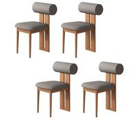 Modern Wooden Dining Chairs Set of 4 Comfortable Padded Dining Room Chairs with Backrest Stylish Light Walnut & Dark Grey Finish Perfect for Dining Areas