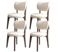 Modern Wooden Dining Chairs Set with PU Leather Upholstery and Round Cushion, Ideal for Kitchen, Dining Room, Living Room, Bedroom, Study