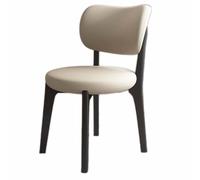 Modern Wooden Dining Chairs with Curved Backrest, Upholstered Rustic Style, Armchair-Free Design, Perfect for Kitchen and Living Room (Color1, 1PCS)