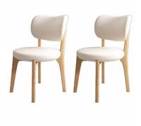 Modern Wooden Dining Chairs with Curved Backrest, Upholstered, Rustic Style, Armless Design for Kitchen & Living Room (Color1, 1PC)