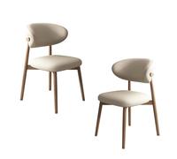Modern Wooden Dining Room Chairs Set of 4 Padded Solid Wood Frame Stylish Light Walnut & Khaki Dining Chairs for Kitchen Dining Area Home Decor