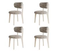 Modern Wooden Dining Set of 2 with Chenille Upholstery Farmhouse Style 113.4 kg Capacity Elegant White and Gray Design for Dining Room or Kitchen