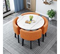 Modern Wooden Dining Table Set for 4 - Round/Square Kitchen Table with 4 Chairs Stylish Conference & Reception Table for Living Room & Dining Room (80cm/31.5in)