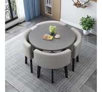 Modern Wooden Dining Table Set with 4 Chairs Round/Square Conference Table and Reception Chair Combination for Living Room (80cm/31.5in)