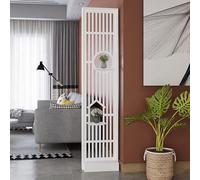 Modern Wooden Floor to Ceiling Room Divider with Built-in Drawers and Display Shelves Multi-Functional Home Office Divider for Room Separation(White,60 * 30 * 205cm/23.6 * 11.8 * 80.7in)