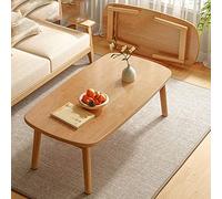 Modern Wooden Folding Coffee Table - Versatile Oblong Sofa Side Table with Sturdy Solid Wood Legs Compact & Portable Center Tea Table for Small Spaces 3 Color Options Size A-100x55 cm