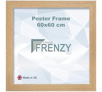 Modern Wooden Frames 60x60 cm Square Poster Frames OAk (600x600 mm) Picture Frame Wall Frame Oak With Clear Prespex Fron & Wall Mounting 60x60 cm Oak