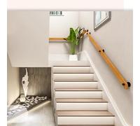 Modern Wooden Handrail for Stairs - 1-15FT Adjustable Wall-Mounted Banister Kit Safe Indoor Stair Railing Stylish Wood Handrail for Decks & Lofts (4 FT)