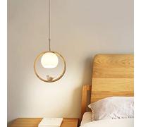Modern Wooden Hanging Ceiling Lamp Nordic Creative Bird Pendant Light Glass Globe Wood Frame Single Kitchen Island Lighting Fixture Chandeliers for Dining Room Bedroom Change for The Better