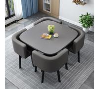 Modern Wooden Kitchen Table Set for 4 - Round/Square Dining Table with 4 Chairs Stylish Conference & Reception Table for Living Room and Dining Room (80cm/31.5in)