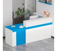 Modern Wooden L-Shaped Cashier Desk, Stylish Retail Checkout Counter for Salon, Office & Store Use, Durable Reception Furniture for Efficient Customer Service