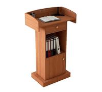 Modern Wooden Lectern Podium Stand with Spacious Drawer, 48.8in Height, Versatile for Churches, Events, and Presentations - Stylish Floor Reception Desk