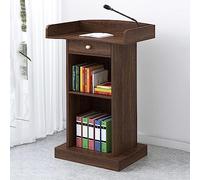 Modern Wooden Lectern with Spacious Drawer 48.8in Floor Podium for Churches Reception Desks and Events Stylish Presentation Stand for Public Speaking