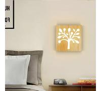 Modern Wooden LED Wall Light Warm Light Bedside Lamp Creative Corridor Panel Lamp Side Glow Reading Lamp Retro Minimalist Vintage Wall Lamp Bedroom Study Room 20 cm