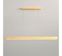 Modern Wooden Linear Pendant Light White Acrylic Shade LED Chandelier Rectangular Ash Suspension Ideal for Dining Room Living Room Contemporary Home Decor