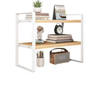 Modern Wooden & Metal Open Bookcase - Stylish Small Storage Bookshelf for Home Office, Living Room & Bedroom - 40x20x36cm White Etagere Furniture