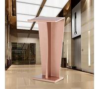 Modern Wooden Mobile Podium Stylish Lectern with Wide Reading Surface & Baffle Easy Assembly Church Pulpit for Office School Home - White & Rose Gold Finish