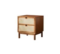 Modern Wooden Night Stand Table, Rattan Bedside Cabinet with Sto, Slish Sofa Side Table for Bedroom, Ele Nightstand for Home Decor