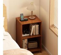 Modern Wooden Nightstand Mid Century Tall Rattan Storage Cabinet Stylish Table for Bedroom & Living Room Sturdy Wood Wide Open Design (32x43x98cm)