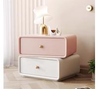 Modern Wooden Nightstand with 2 Drawers, Rotating Storage & Nano Tech Leather Finish - Stylish Beige Bedside Table for Bedroom, 19.7"x15.7"x18.9"
