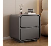 Modern Wooden Nightstand with Drawer High Storage Bedside Table Dark Gray Side Table for Bedroom Stylish Nightstand with Storage Compartment 45x