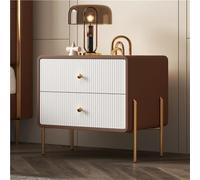 Modern Wooden Nightstand with Metal Legs 2-Drawer Bedside Table Stylish Storage Side Table for Bedroom & Living Room Contemporary Furniture Piece
