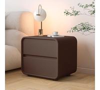 Modern Wooden Nightstand with Storage Drawers Stylish Bedside Cabinet Featuring Microfiber Leather Accents for Bedroom Organization and Chic Decor