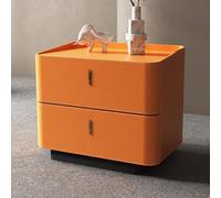 Modern Wooden Nightstand, Wrapped in PU Leather, Featuring a Double-drawer Storage Design, a Stable Base, Silent Rails, and Rounded Corners, Suitable for Bedrooms(Orange,50*40*50cm/20*16*20in)