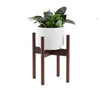 Modern Wooden Plant Display Shelf Stand - Decorative Indoor Planter Holder with Legs for Flower Pots Coffee Color 20x28cm (7.9x11in) - Ideal for Home Decoration.