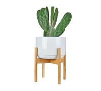Modern Wooden Plant Display Stand - Indoor Decorative Flower Pot Holder with Legs 20x28cm (7.9x11in) Stylish Planter Shelf for Home Decoration & Plant Display (Coffee Color)