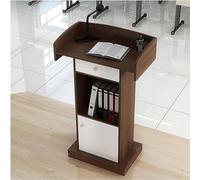 Modern Wooden Podium Desk with Open Storage & Drawer - Stylish Pulpit Lectern for Churches, Offices, Classrooms, Conferences - Durable & Functional Presentation Stand