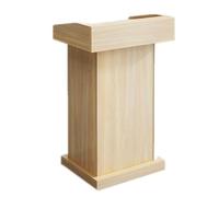 Modern Wooden Podium Stand with Open Storage - t for Churches Schools Conferences & Events - Stylish & Functional Presentation Solution for Offices & Reception Areas