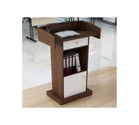 Modern Wooden Pulpit Stand Elegant Brown Lectern for Churches Classrooms & Events Multi Function Reception Podium with Stylish Design