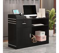 Modern Wooden Reception Desk Simple Retail Checkout Station with Lockable Drawers Ideal for Small Spaces Sl omputer Desk for Offices and Businesses