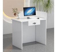 Modern Wooden Reception Desk - Small Retail Counter Table for Office & Clinic Stylish White & Gray Design Compact 60x45x100cm Business Furniture Minimalist Reception Table