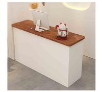 Modern Wooden Reception Desk with Cable Grommet - Stylish Checkout Counter for Lobbies Salons Retail Stores Home Offices - 35.4x19.6x35.4in (A2)