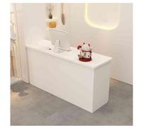 Modern Wooden Reception Desk with Cable Grommet Stylish Checkout Counter for Lobbies Salons Retail Stores Home Offices - A4 Size (39.3x19.6x35.4in)