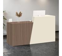 Modern Wooden Reception Desk with Drawer Storage Stylish Checkout Counter for Retail Salon Hotel & Office - G-Left Corner Design 180x42x100cm