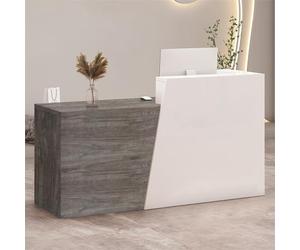 Modern Wooden Reception Desk with Drawer Storage - Stylish Checkout Counter for Retail Salon Hotel & Office - Burned Wood Left Corner 200×42×100cm