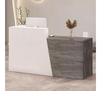 Modern Wooden Reception Desk with Drawer Storage Stylish Checkout Counter for Retail Shops Salons Hotels - Burned Wood Design Right Corner 120x42x100cm
