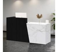Modern Wooden Reception Desk with Drawer Storage - Stylish Checkout Counter for Retail Shops Salons Hotels & Offices - B-Right Corner Design 80×42×100cm