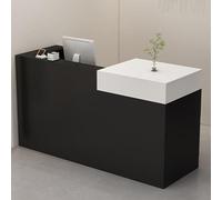 Modern Wooden Reception Desk with Lockable Drawer - Standing Counter for Retail Checkout, Office Lobby, Shop, Customer Service - Stylish Front Desk Furniture