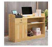 Modern Wooden Reception Desk with Lockable Drawers Stylish Front Counter Table for Office Payment Beauty Salon Atrium Clothing Store - Versatile Customer Service Solution