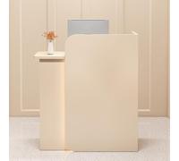 Modern Wooden Reception Desk with Storage Drawers Stylish Front Desk for Salon Office Lobby Retail Beige 160x45x100 cm Contemporary Design SpaceSaving