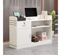 Modern Wooden Reception Desk with Storage Small Checkout Counter for Lobbies Salons & Retail - Stylish Welcome Table for Front Office & Customer Service