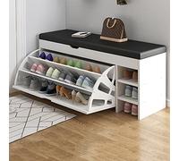 Modern Wooden Shoe Bench with Cush, Entryway Shoe nizer, Slish Shoe Sto Fur, Space-Saving Shoe Rack for Hallway, Functal Entryway Fur