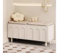 Modern Wooden Shoe Bench with Upholstered Seat Entryway Storage Ottoman Stylish Hallway or Living Room Organizer 100x34x45cm (39x13x18inch)