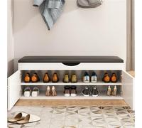 Modern Wooden Shoe Storage Bench with Flip Top Padded Cushion 2/3-Tier nizer Stylish Entryway Storage White 39.5" L x 14" W x 16.5" H
