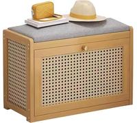 Modern Wooden Shoe Storage Bench with Linen Cushion - 2-Tier Entryway nizer, 70cm, Stylish and Functional Footwear Rack for Home Decor and Space Saving